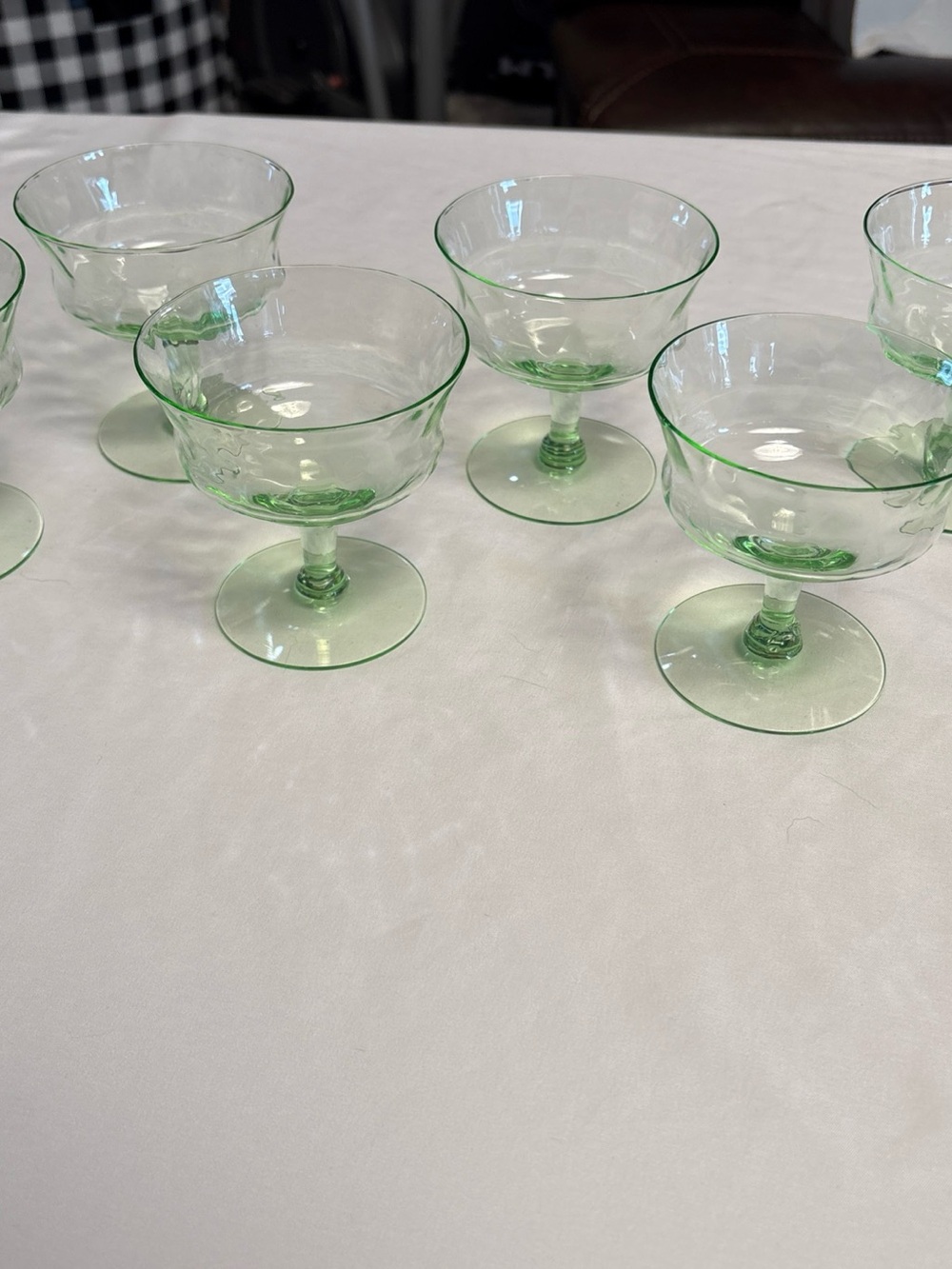 Vintage Green Glass Dessert Coupe - Set of 6